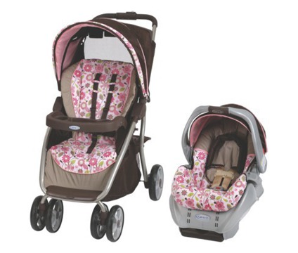 cute baby girl carseat and stroller